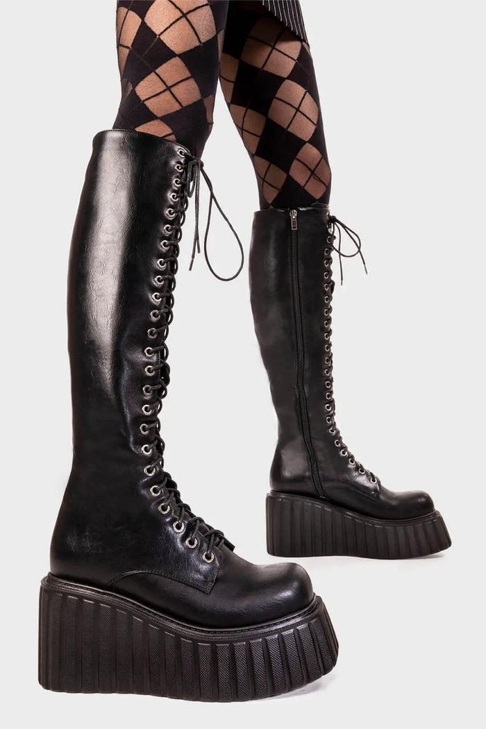 lamoda Important Chunky Creeper Platform Knee High Boots