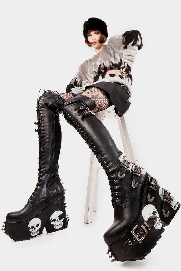 Lamoda Irrational Thoughts Chunky Platform Thigh High Boots