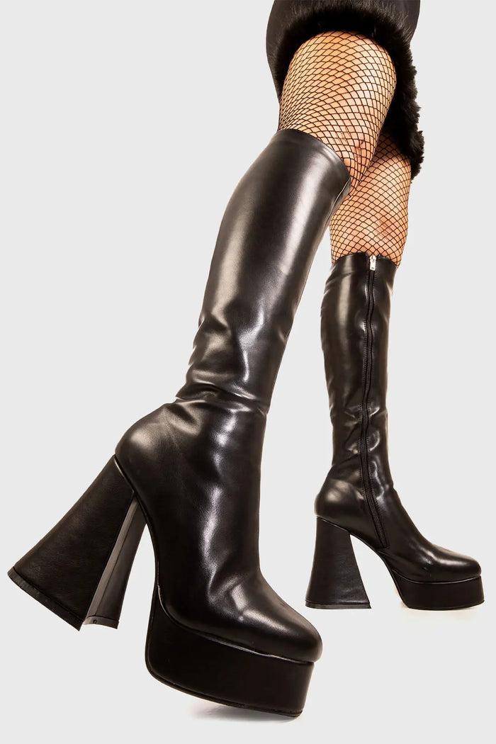 lamoda Black Swan Platform Knee High Boots