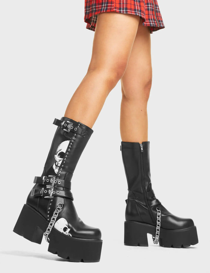 Lamoda Cemetery Gates Chunky Platform Calf Boots