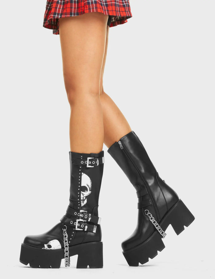 Lamoda Cemetery Gates Chunky Platform Calf Boots
