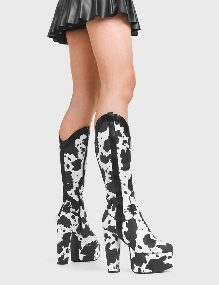 Lamoda Cowgirl Platform Knee High Boots