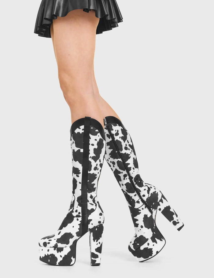Lamoda Cowgirl Platform Knee High Boots