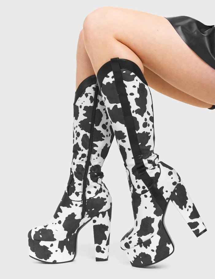 lamoda Cowgirl Platform Knee High Boots