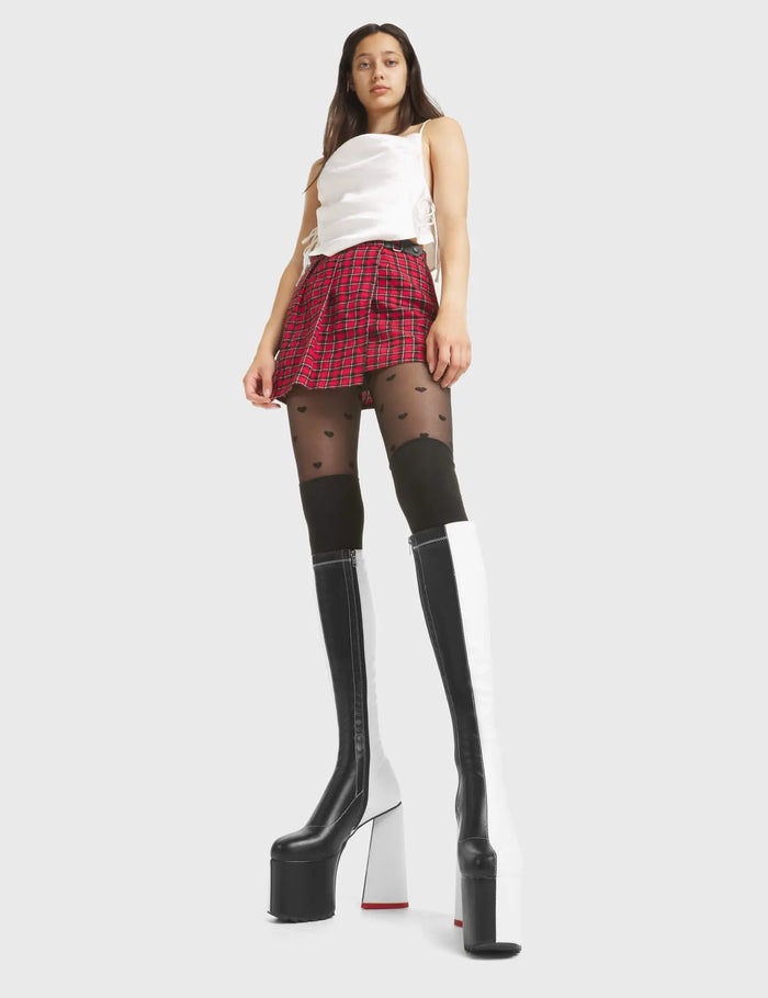 Lamoda Cruella Stretchy Platform Knee High Boots