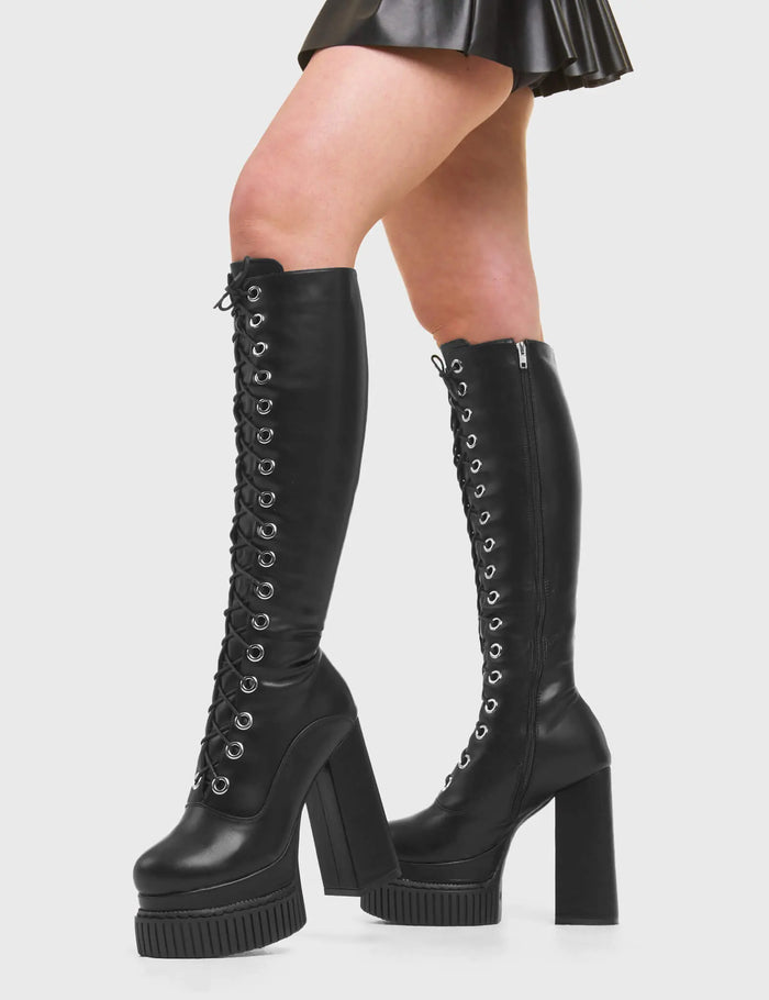 Lamoda Elevators Creeper Platform Knee High Boots