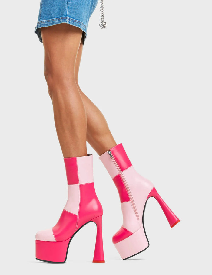 Lamoda Fuchsia City Platform Ankle Boots
