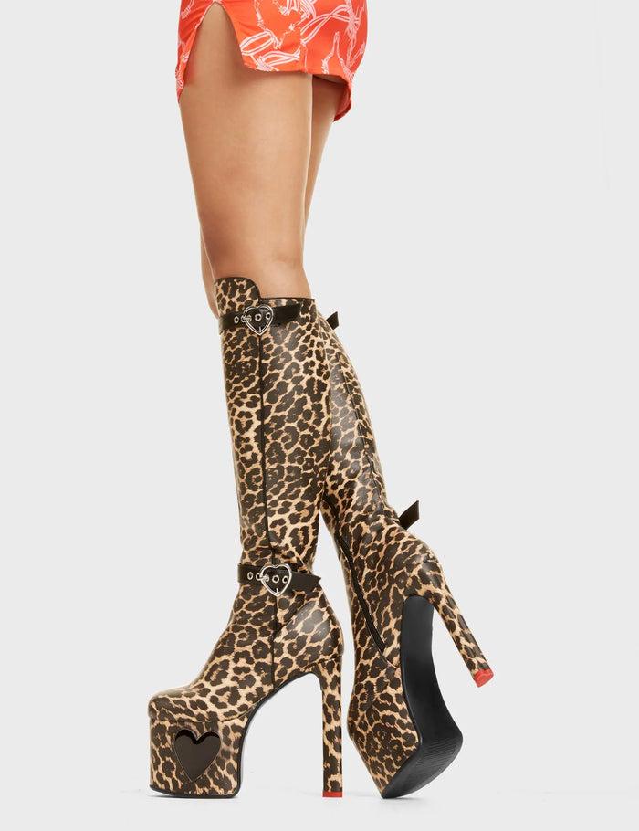 Lamoda Fuzzy Platform Knee High Boots