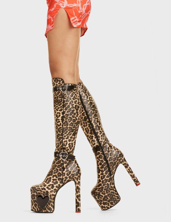 Lamoda Fuzzy Platform Knee High Boots