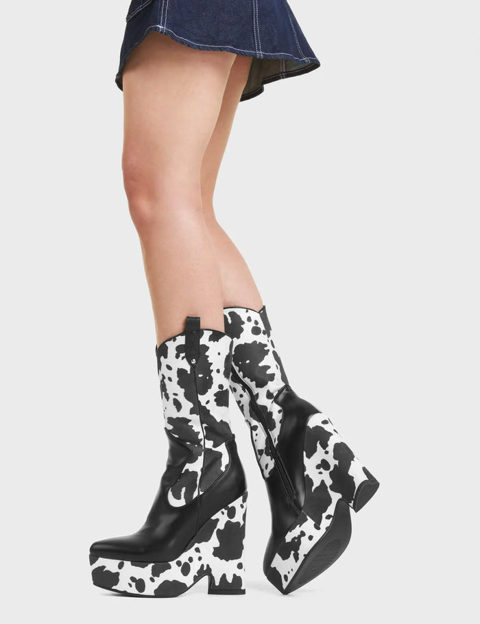 lamoda Here We Are Chunky Platform Calf Boots