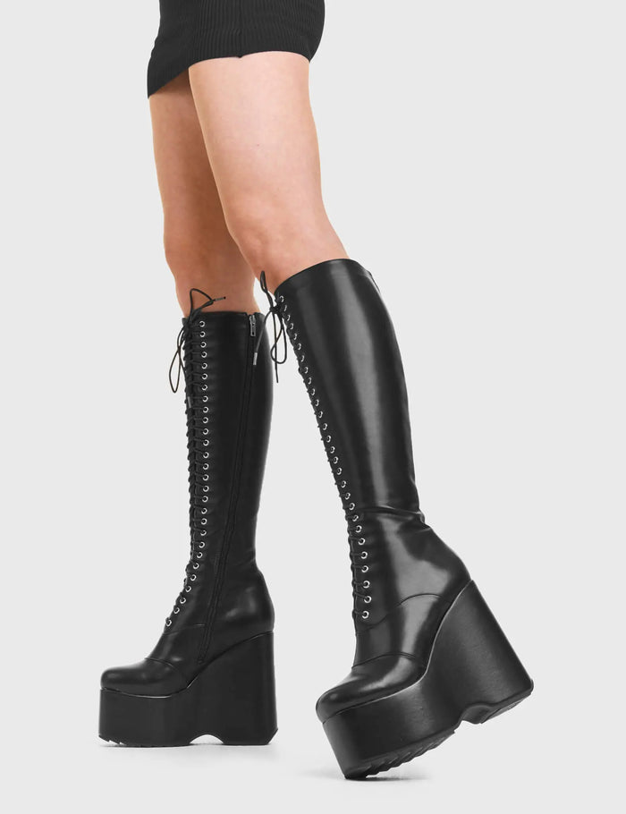 lamoda Kiss City Chunky Platform Knee High Boots