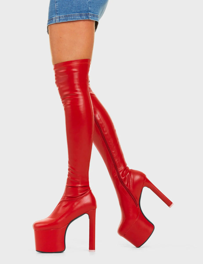 Lamoda Night Owl Platform Thigh High Boots