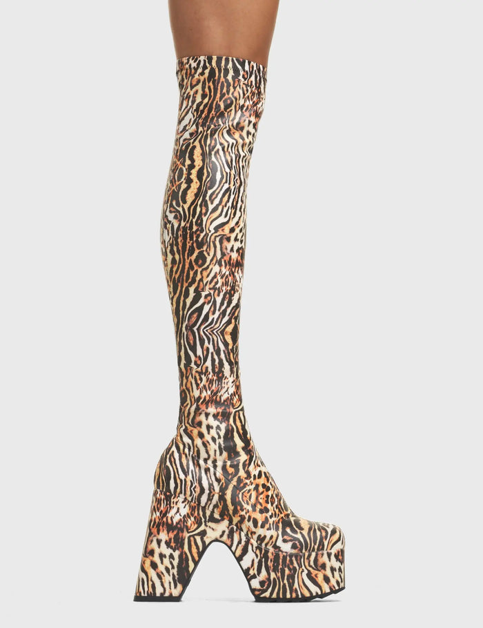 lamoda Not Your Worry Platform Thigh High Boots