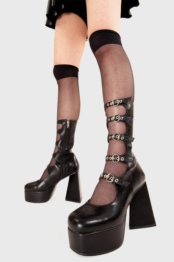 Lamoda Padlock Platform Calf Boots