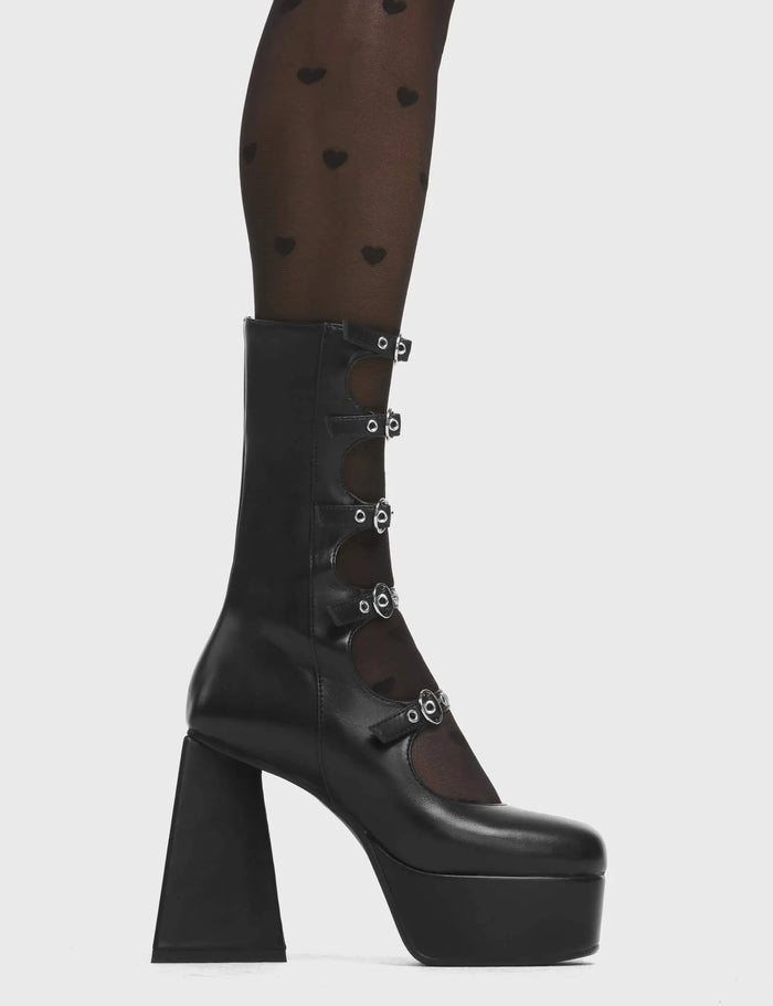 lamoda Padlock Platform Calf Boots