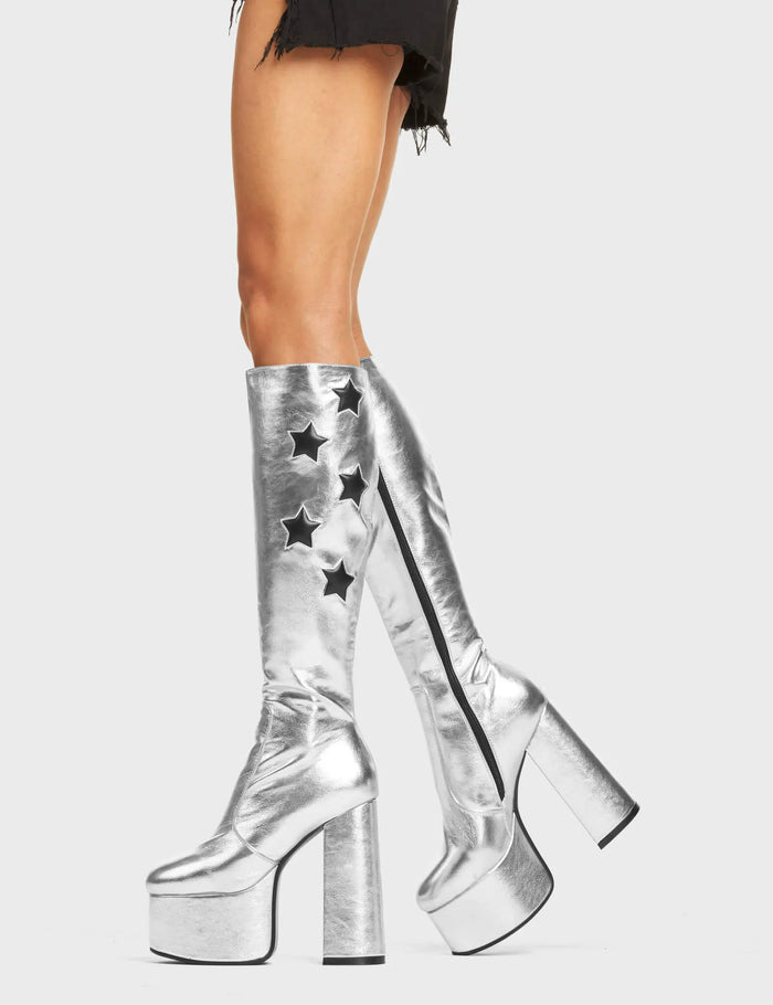 Lamoda Reflections Platform Knee High Boots