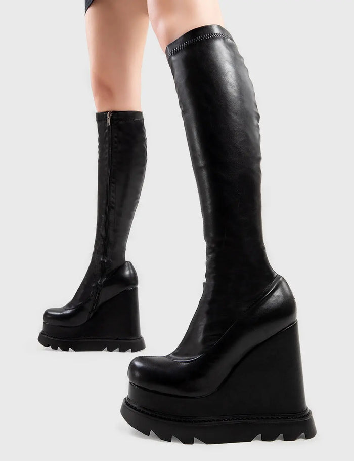lamoda Roses Chunky Platform Knee High Boots