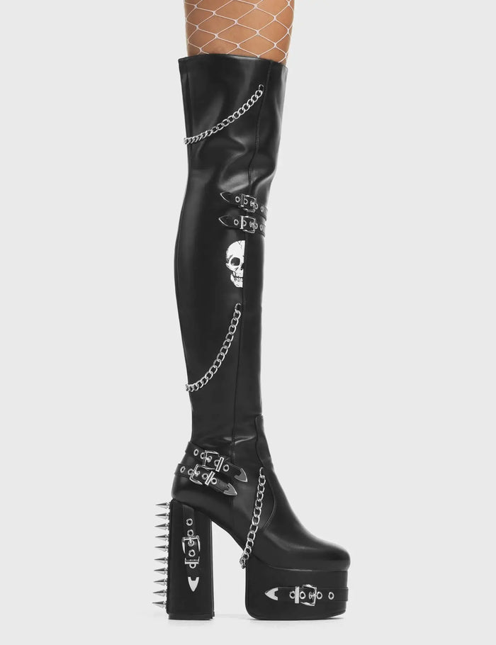 lamoda Scream Wide Calf Platform Thigh High Boots