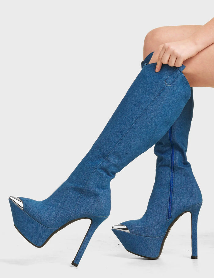 Lamoda Seal My Fate Platform Knee High Boots