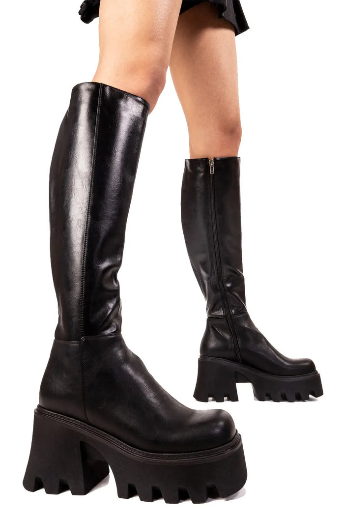 lamoda Sideways Chunky Platform Knee High Boots