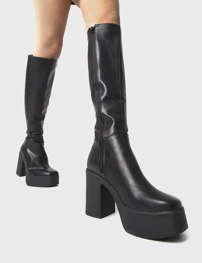 Lamoda Slick Nicks Platform Knee High Boots