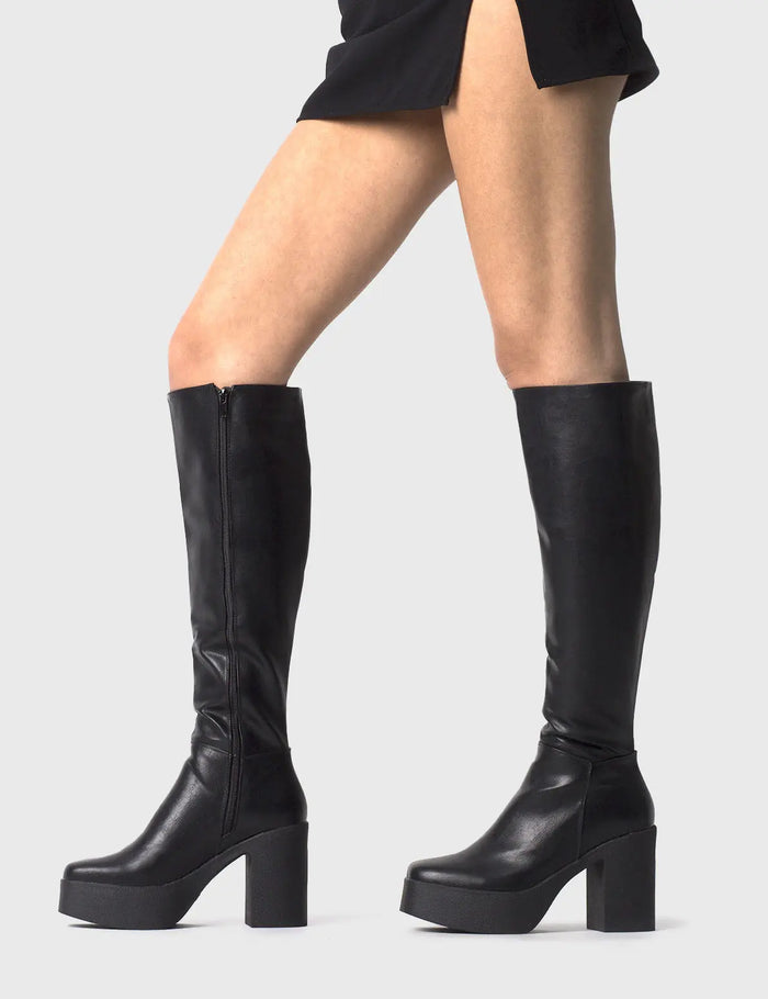 Lamoda Slick Nicks Platform Knee High Boots