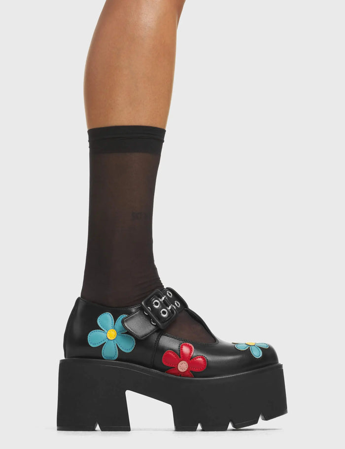 lamoda Watch Me Chunky Mary Jane Shoes Flower