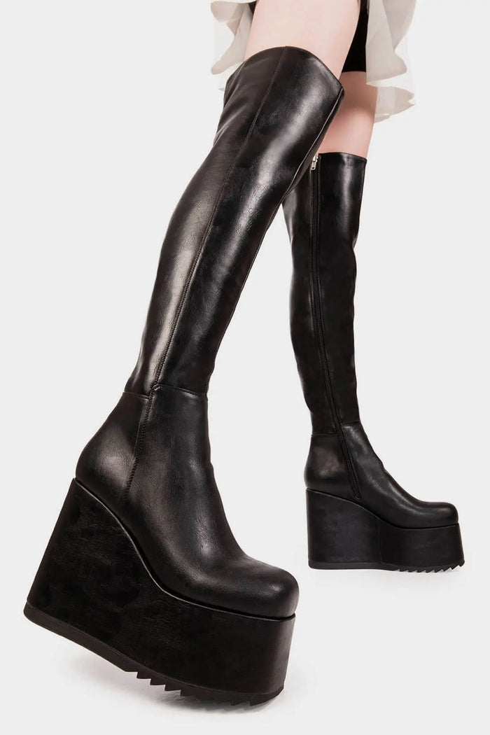 Lamoda Never Again Chunky Platform Thigh High Boots