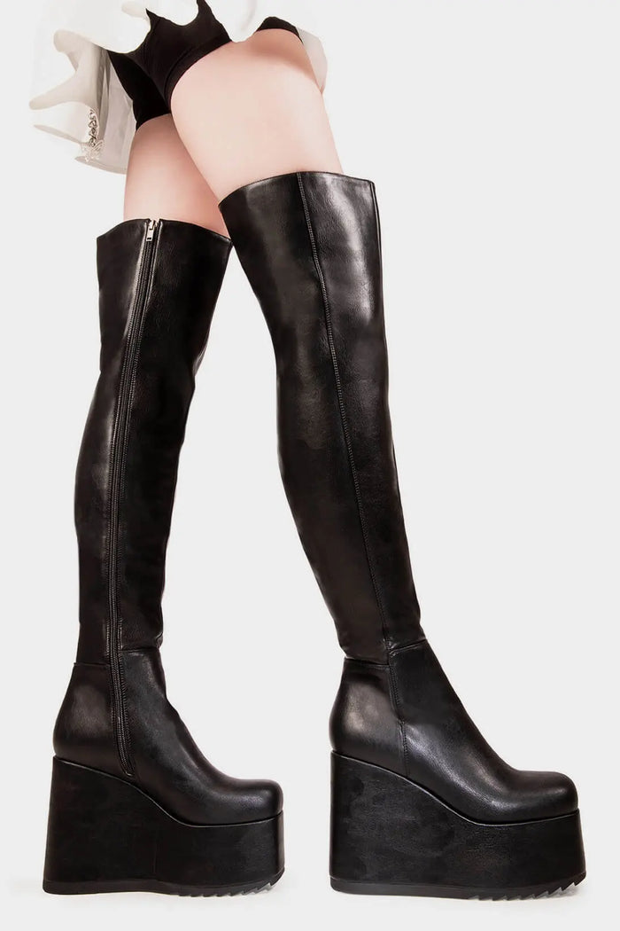 Lamoda Never Again Chunky Platform Thigh High Boots