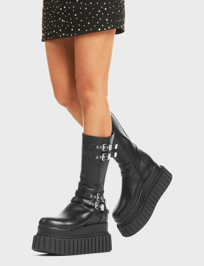 Lamoda Night Time Chunky Creeper Platform Calf Boots