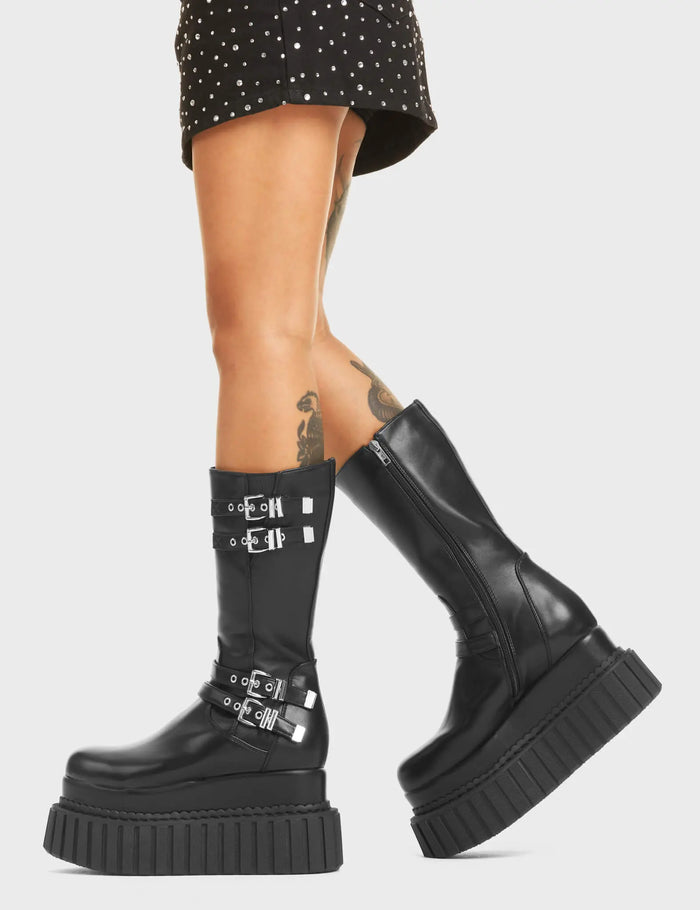 Lamoda Night Time Chunky Creeper Platform Calf Boots