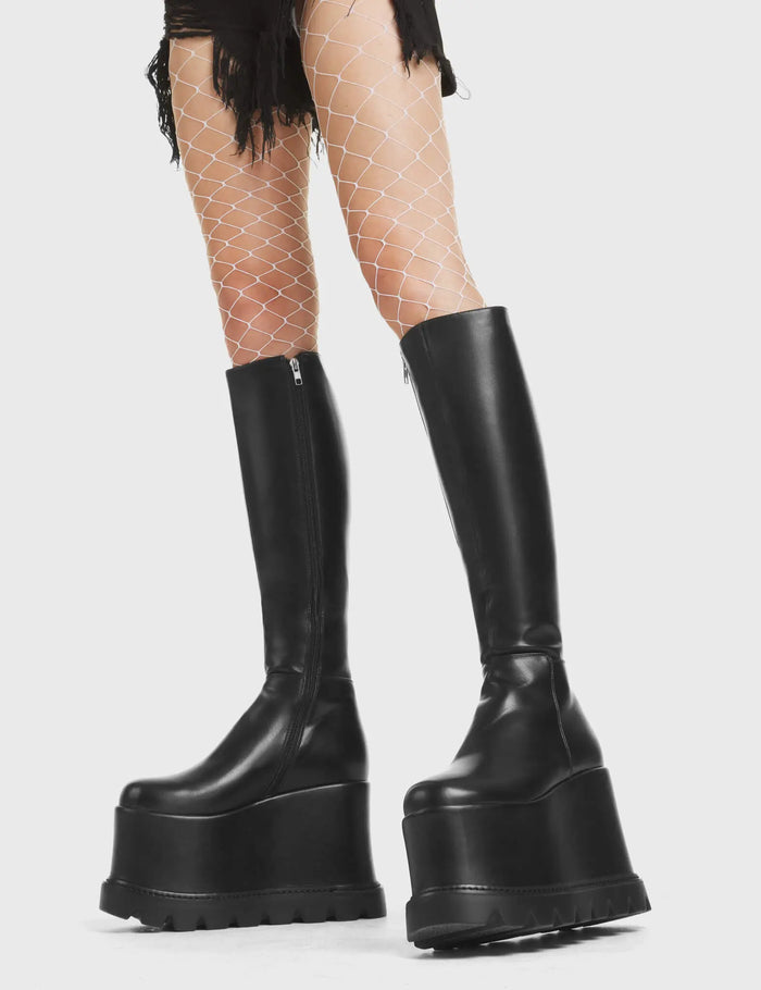 Lamoda Out The Gate Chunky Platform Knee High Boots