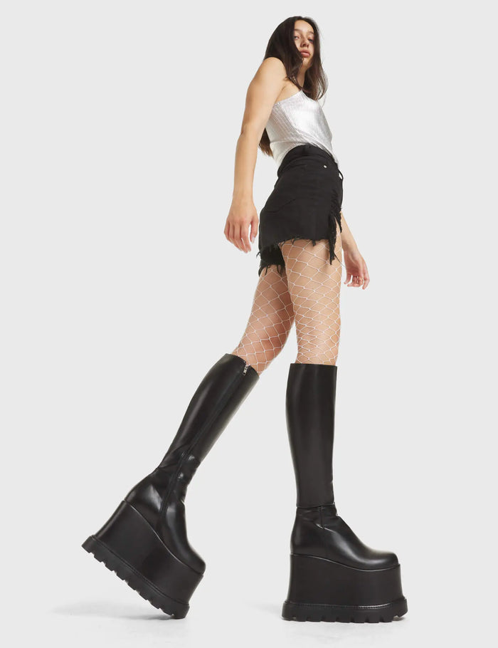 Lamoda Out The Gate Chunky Platform Knee High Boots