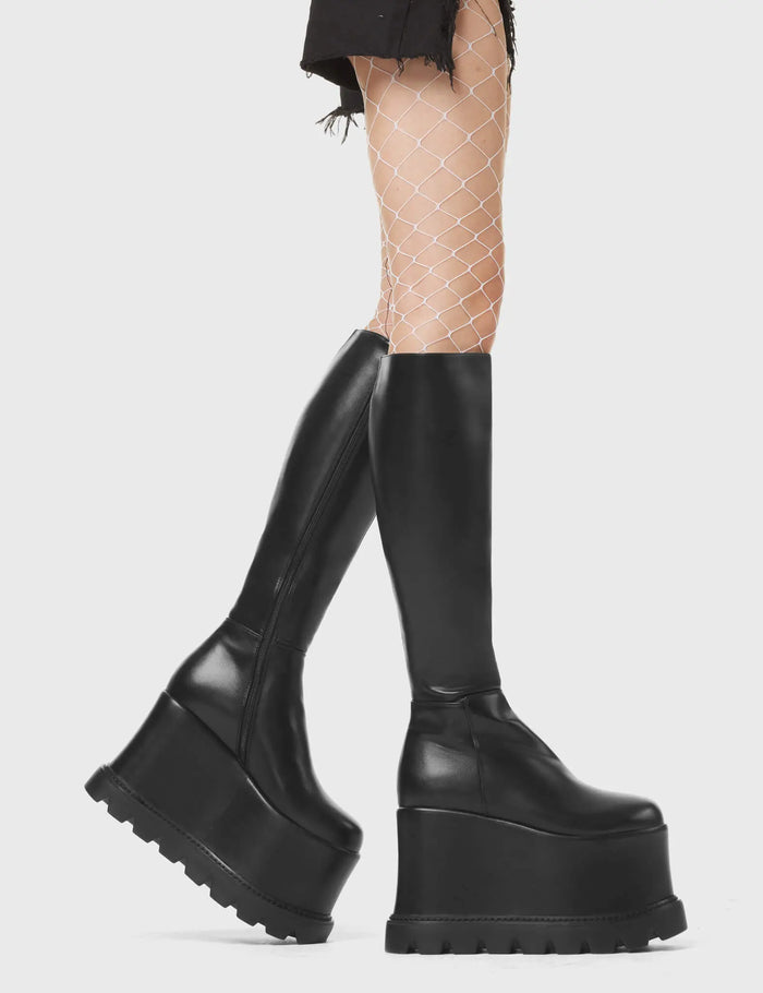 Lamoda Out The Gate Chunky Platform Knee High Boots