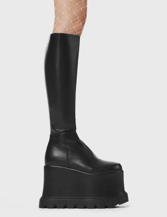 lamoda Out The Gate Chunky Platform Knee High Boots