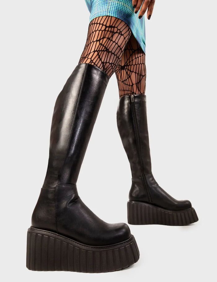 lamoda Pillow Talk Chunky Creeper Platform Knee High Boots