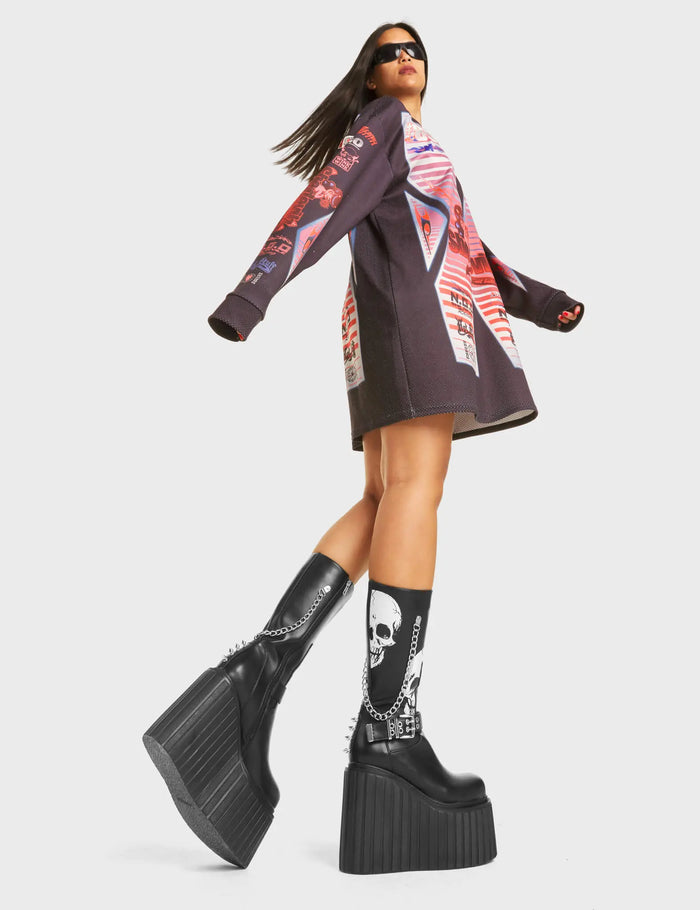 Lamoda Shivering Chunky Platform Creeper Calf Boots