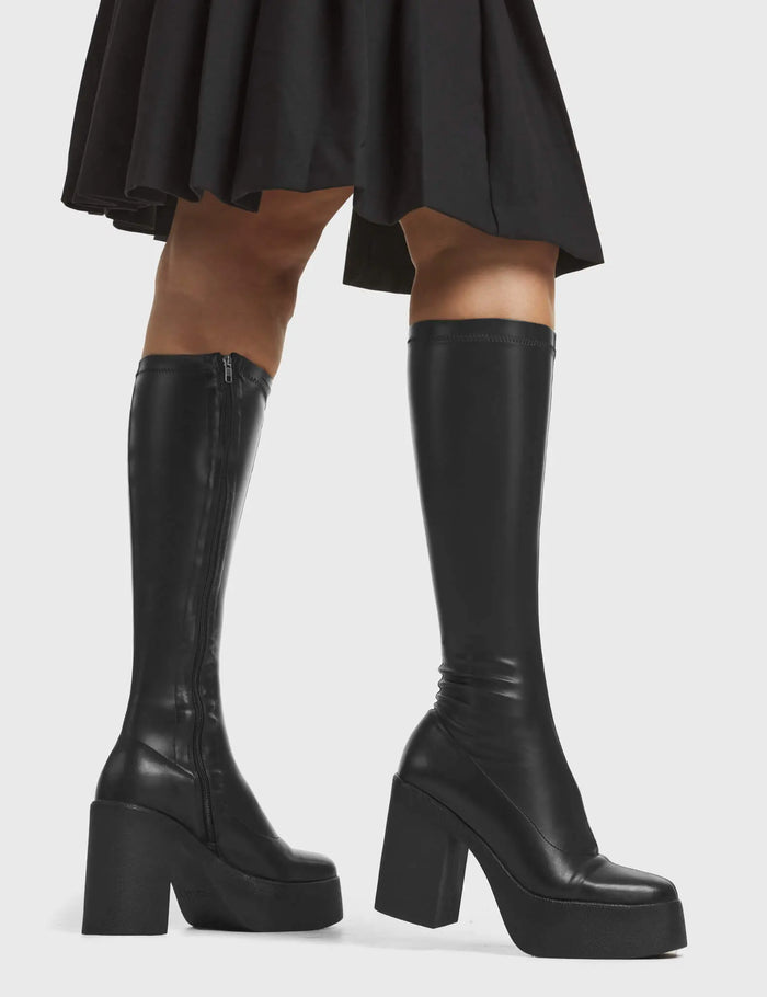 Lamoda Slick Nicks Super Stretch Platform Knee High Boots