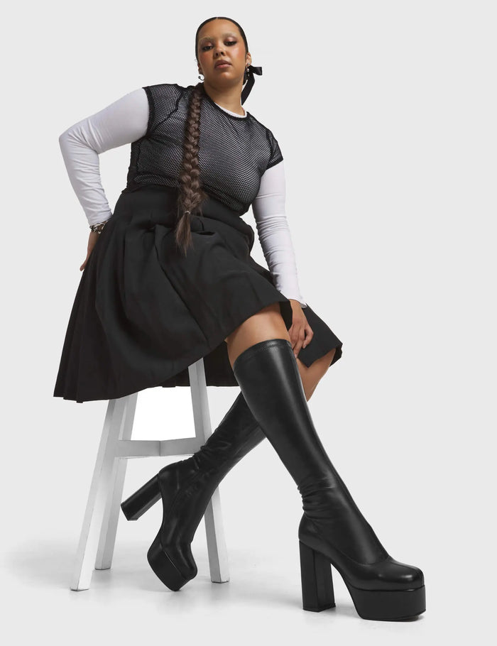 Lamoda Whatta Showdown Super Stretch Platform Knee High Boots