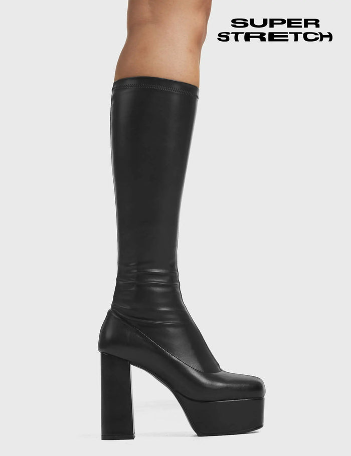 Lamoda Whatta Showdown Super Stretch Platform Knee High Boots