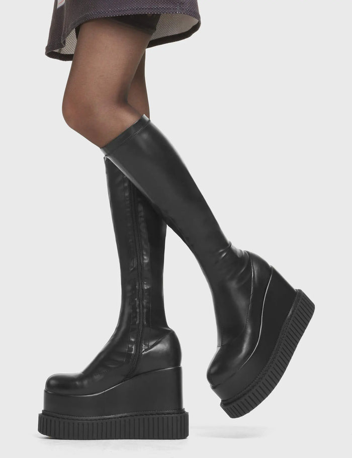 Lamoda You're Wild Chunky Platform Creeper Knee High Boots
