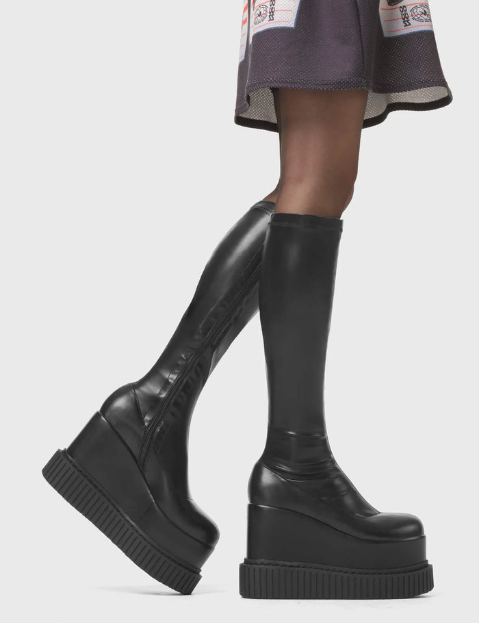 Lamoda You're Wild Chunky Platform Creeper Knee High Boots