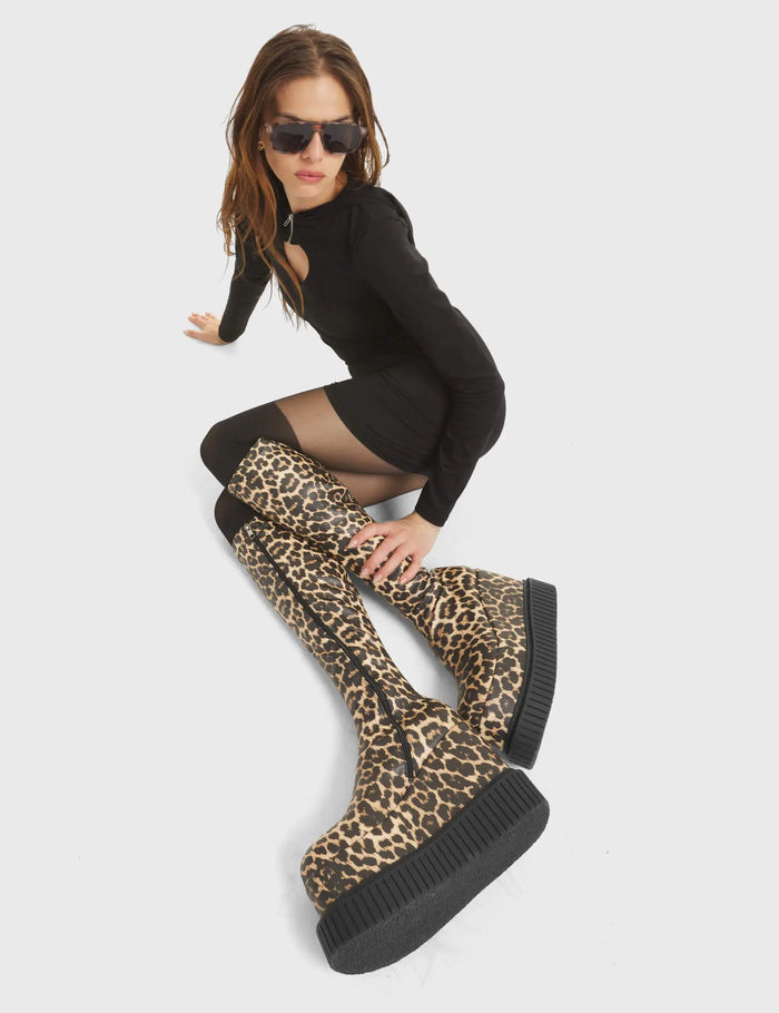 Lamoda You're Wild Chunky Platform Creeper Knee High Boots