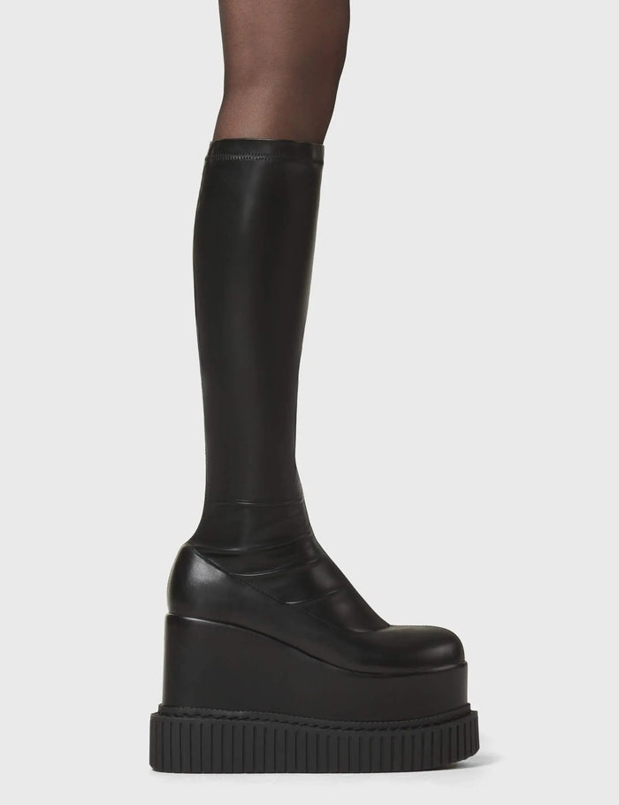 lamoda You're Wild Chunky Platform Creeper Knee High Boots