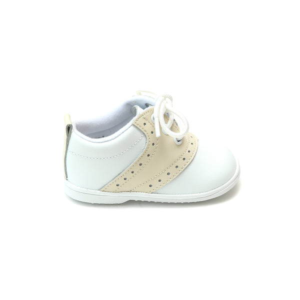 L'amour Austin Beige Leather Saddle Oxford Shoe (Baby)