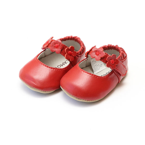 L'amour Hope Soft Leather Flower Strap Crib Mary Jane (Infant)