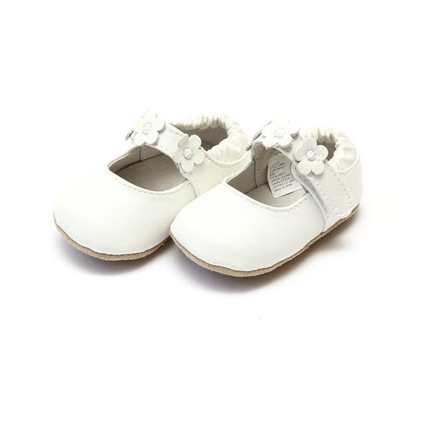 L'amour Hope Soft Leather Flower Strap Crib Mary Jane (Infant)