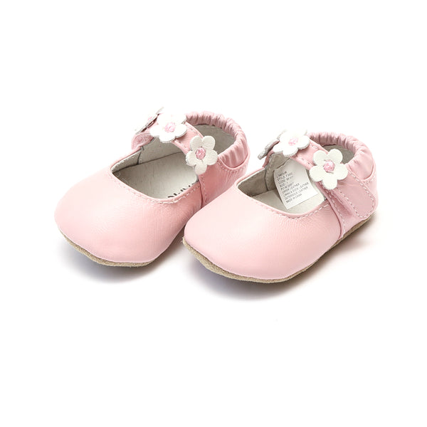 l'amour Hope Soft Leather Flower Strap Crib Mary Jane (Infant)