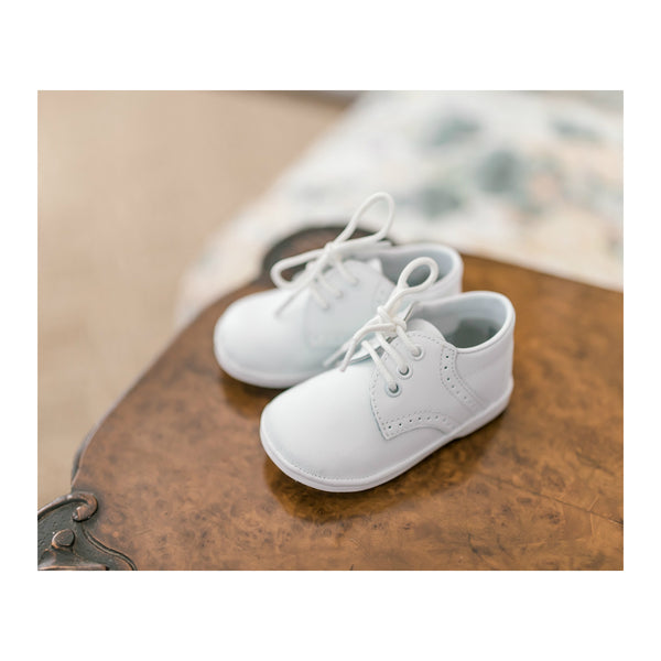 L'amour James Boy's White Leather Lace Up Shoe (Baby)