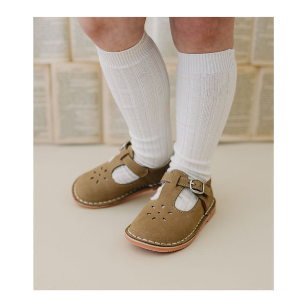 L'amour Joy Classic Nubuck Leather T-Strap Mary Jane